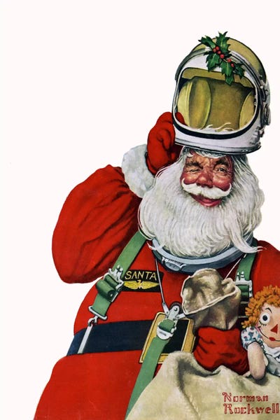 iCanvasART 3 Piece Space Age Santa Canvas Print by Norman Rockwell 60 x 40/0.75 Deep 